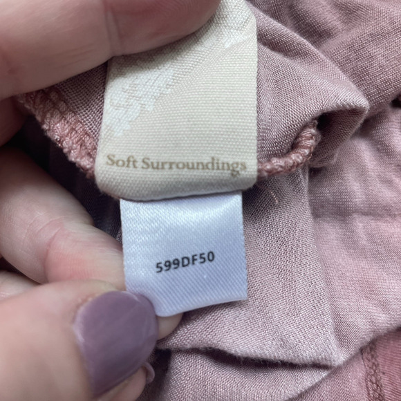 Soft Surroundings Dress Women Small Mauve Silk Tunic Embroidered High Neck Lined - Picture 16 of 16